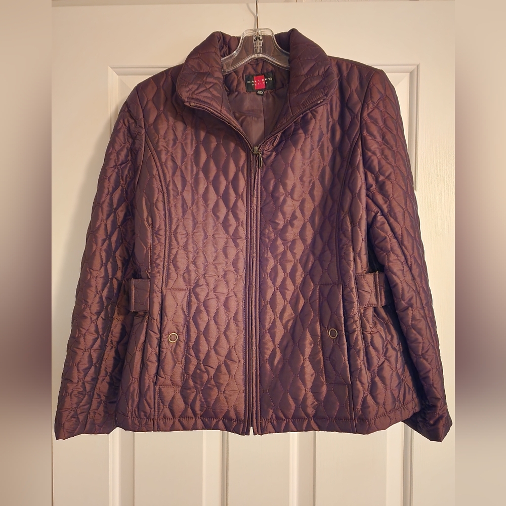 BROWN QUILTED JACKET MED PETITE NEW WITHOUT TAG